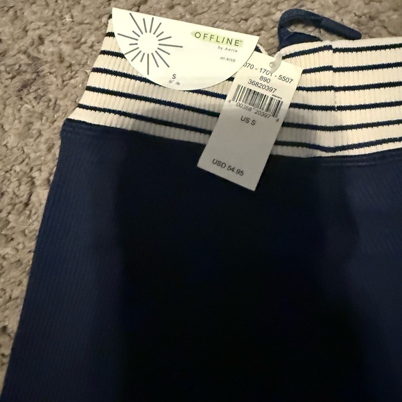 Aerie Offline Ribbed Drawcord leggings in Royal Navy {Small} NWT - Picture 2 of 2